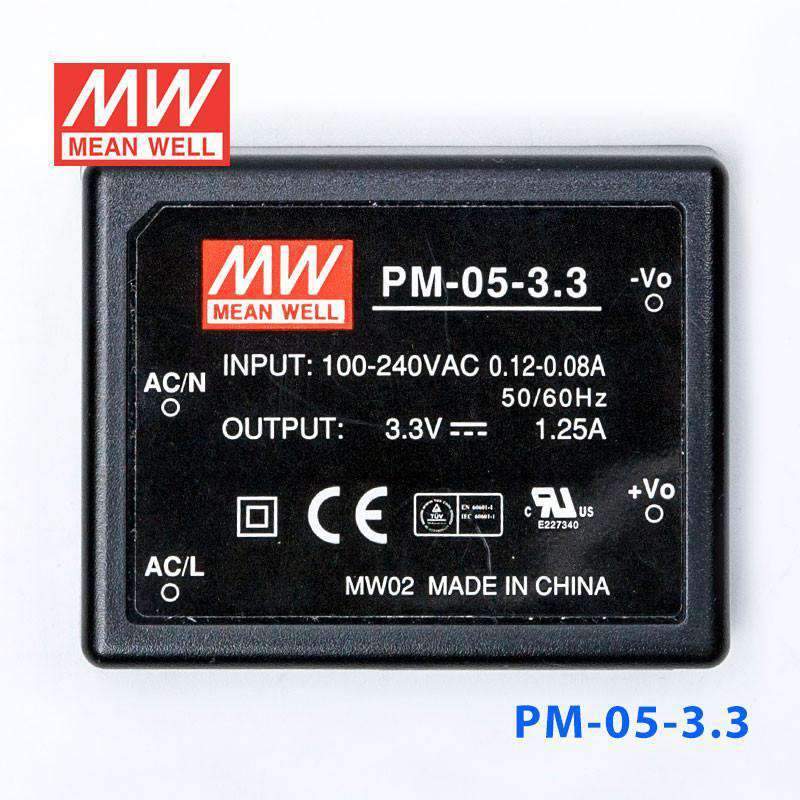 Mean Well PM - 05 - 3.3 Power Supply 5W 3.3V - PM - 05 - 3.3 - powersupplymall.com