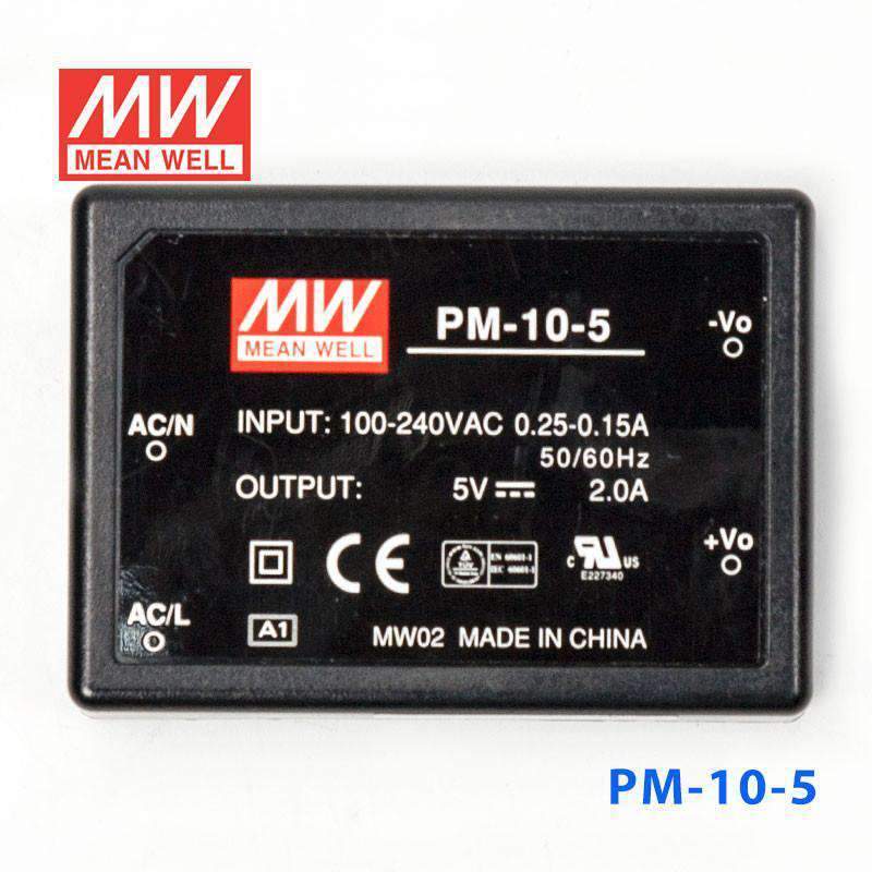 Mean Well PM - 10 - 5 Power Supply 10W 5V - PM - 10 - 5 - powersupplymall.com