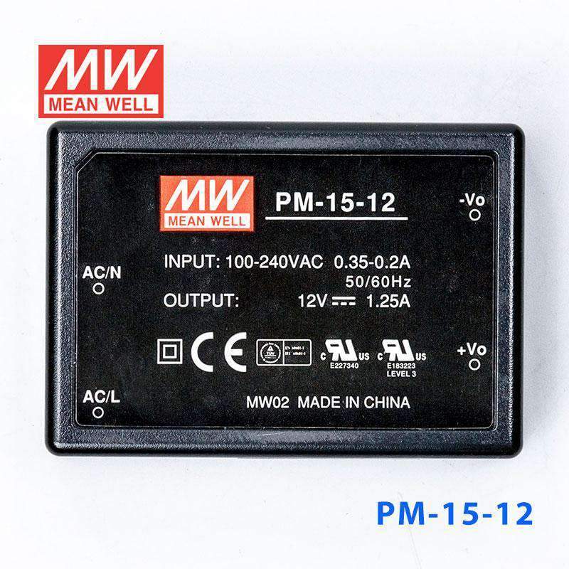 Mean Well PM - 15 - 12 Power Supply 15W 12V - PM - 15 - 12 - powersupplymall.com