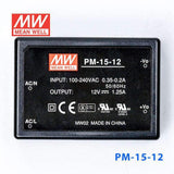 Mean Well PM - 15 - 12 Power Supply 15W 12V - PM - 15 - 12 - powersupplymall.com