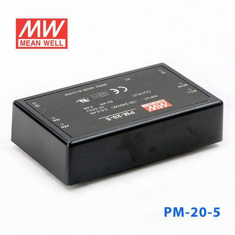 Mean Well PM - 20 - 5 Power Supply 20W 5V - PM - 20 - 5 - powersupplymall.com