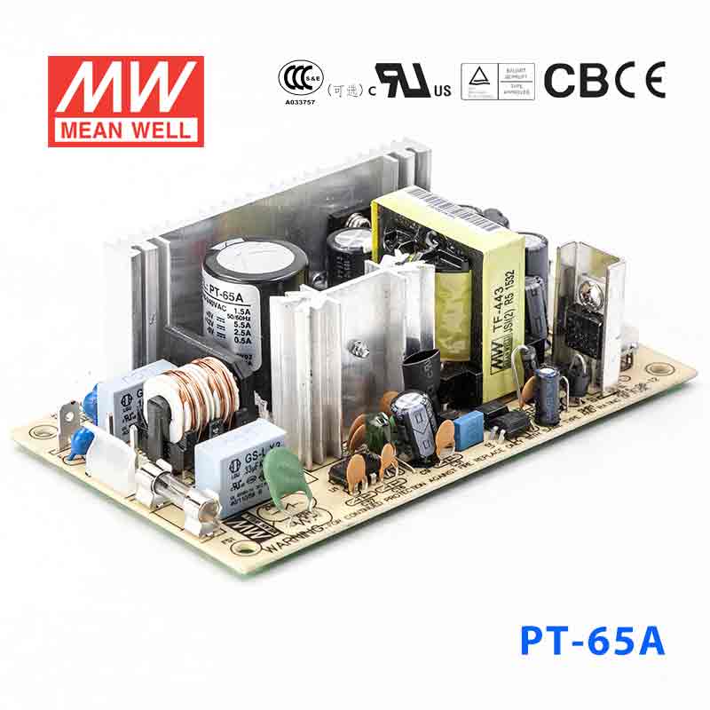 Mean Well PT-65A Power Supply 65W 5V 12V -5V 5.5A - PT-65A - powersupplymall.com