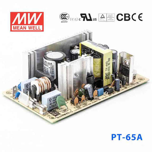 Mean Well PT-65A Power Supply 65W 5V 12V -5V 5.5A - PT-65A - powersupplymall.com