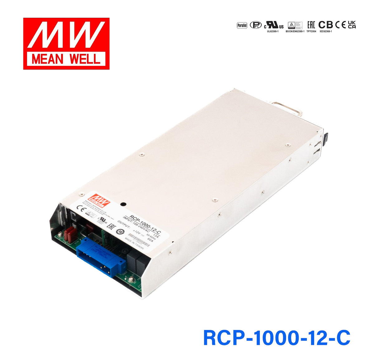 Mean Well RCP-1000-12-C AC-DC 19 inch rack power supply with PFC 1000W 60A - RCP-1000-12-C - powersupplymall.com