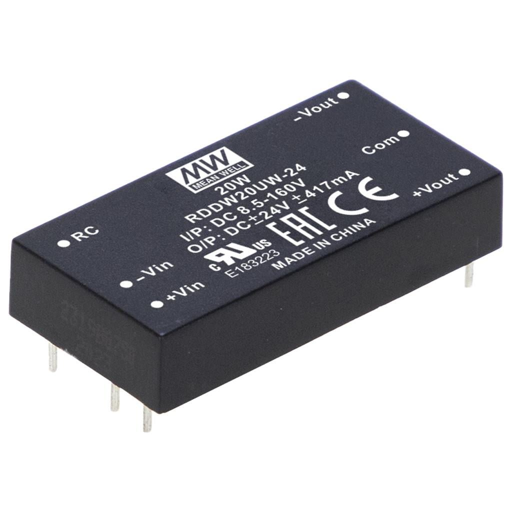 Mean Well RDDW20UW - 15 Ultra - wide input DC/DC LED Driver 20W 15 and - 15V - Heavy Duty, Dual Output - RDDW20UW - 15 - powersupplymall.com