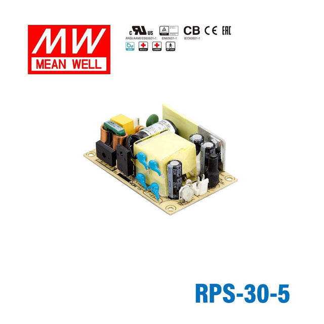 Mean Well RPS-30-5 Green Power Supply W 5V 6A - Medical Power Supply - RPS-30-5 - powersupplymall.com