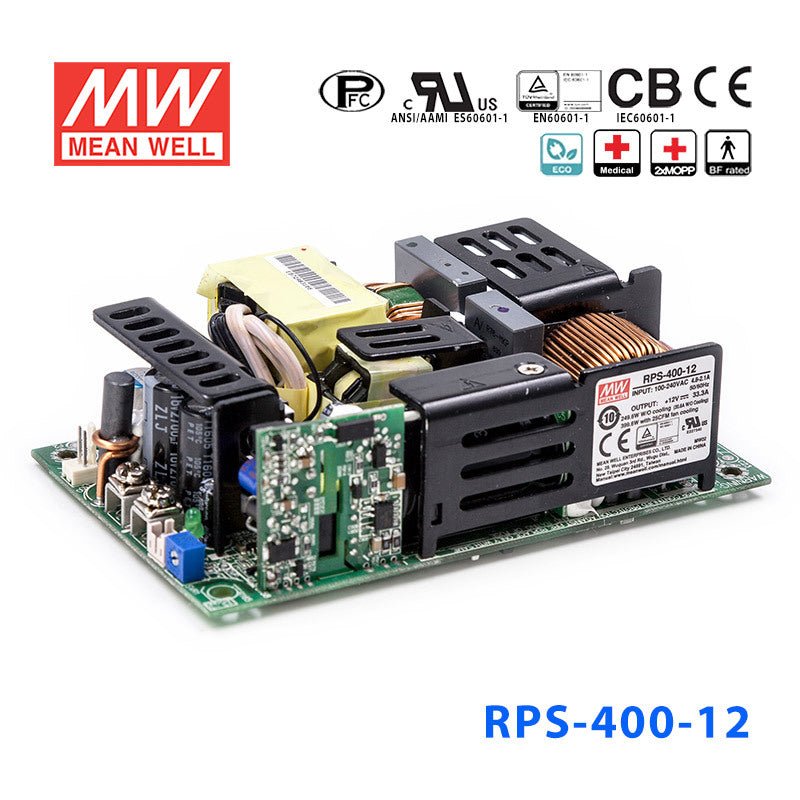 Mean Well RPS-400-12 Green Power Supply W 12V 20.8A - Medical Power Supply - RPS-400-12 - powersupplymall.com