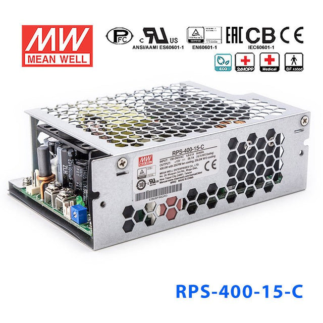 Mean Well RPS-400-15-C Green Power Supply W 15V 16.7A - Medical Power Supply - RPS-400-15-C - powersupplymall.com