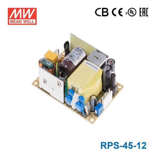 Mean Well RPS-45-12 Green Power Supply W 12V 3.8A - Medical Power Supply - RPS-45-12 - powersupplymall.com