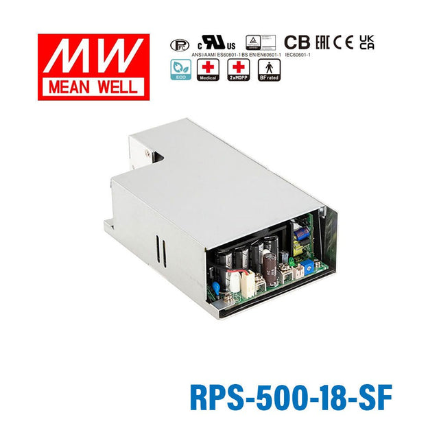 Mean Well RPS - 500 - 18 - SF Green Power Supply W 18V 27.8A - Medical Power Supply - RPS-500-18-SF - powersupplymall.com
