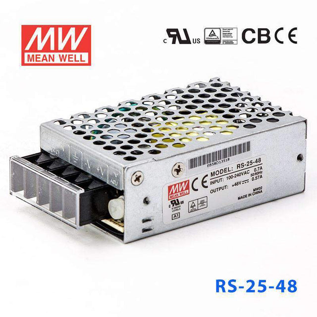 Mean Well RS - 25 - 48 Power Supply 25W 48V - RS - 25 - 48 - powersupplymall.com