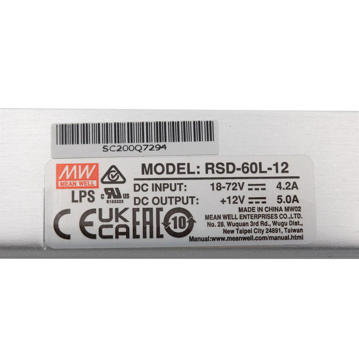 Mean Well RSD-60L-12 DC-DC Converter - 60W - 18~72V in 12V out 5A - RSD-60L-12 - powersupplymall.com