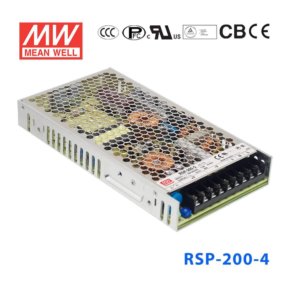 Mean Well RSP - 200 - 4 Power Supply 160W 4V - RSP - 200 - 4 - powersupplymall.com