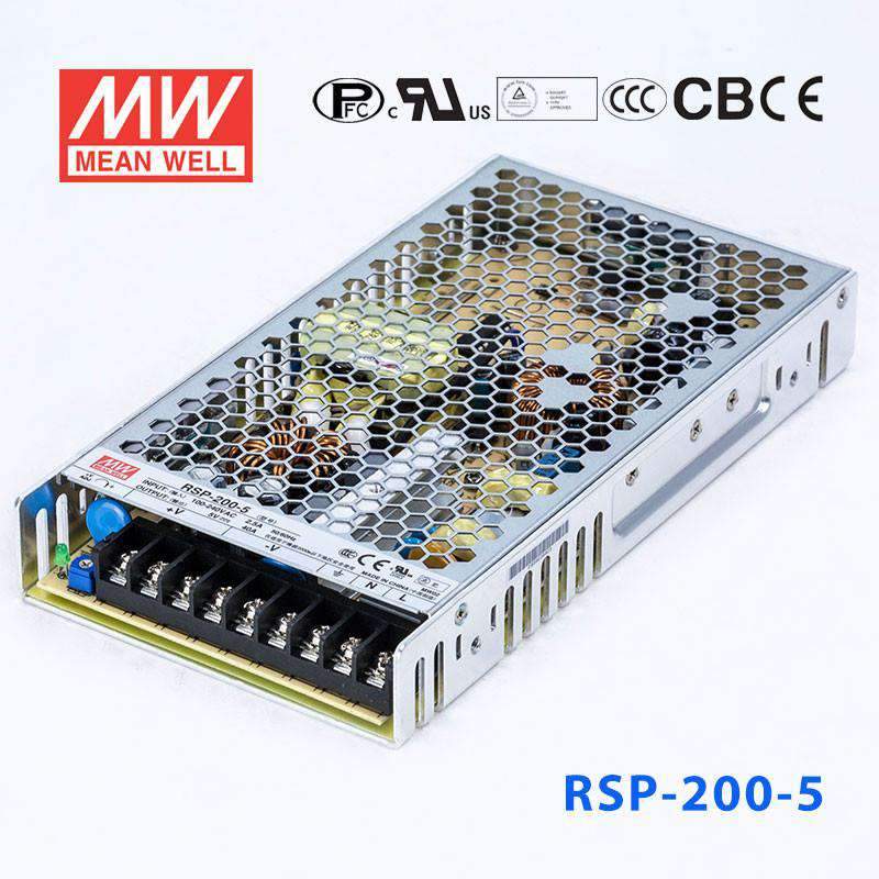 Mean Well RSP - 200 - 5 Power Supply 200W 5V - RSP - 200 - 5 - powersupplymall.com