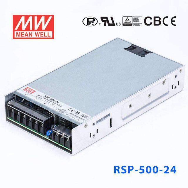 Mean Well RSP - 500 - 24 Power Supply 500W 24V - RSP - 500 - 24 - powersupplymall.com