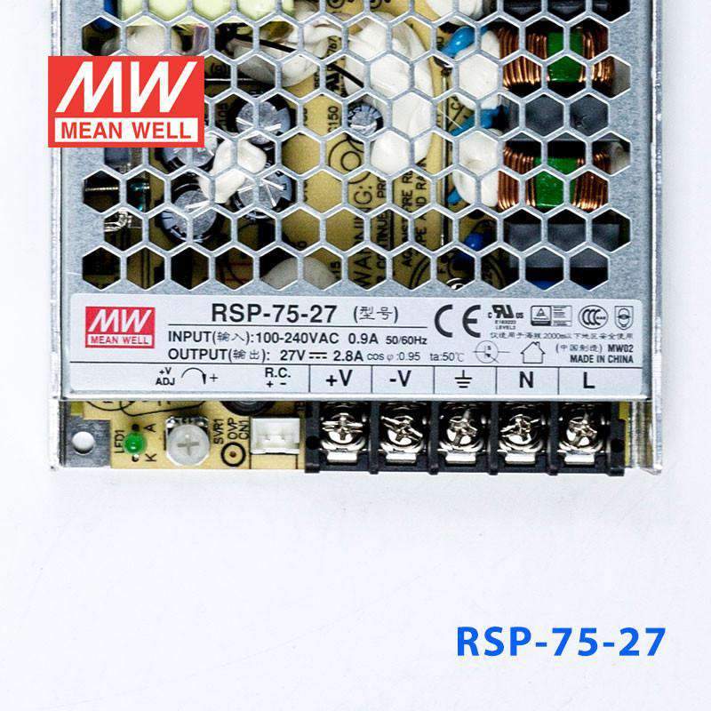 Mean Well RSP - 75 - 27 Power Supply 75W 27V - RSP - 75 - 27 - powersupplymall.com