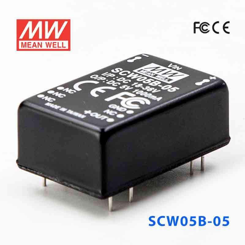 Mean Well SCW05B - 05 DC - DC Converter - 5W 18~36V DC in 5V out - SCW05B-05 - powersupplymall.com