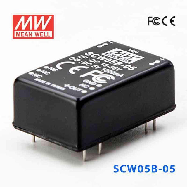 Mean Well SCW05B - 05 DC - DC Converter - 5W 18~36V DC in 5V out - SCW05B-05 - powersupplymall.com