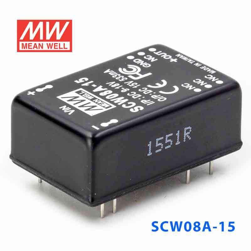 Mean Well SCW08A-15 DC-DC Converter - 8W 9~18V DC in 15V out 533mA - SCW08A-15 - powersupplymall.com