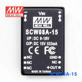 Mean Well SCW08A-15 DC-DC Converter - 8W 9~18V DC in 15V out 533mA - SCW08A-15 - powersupplymall.com