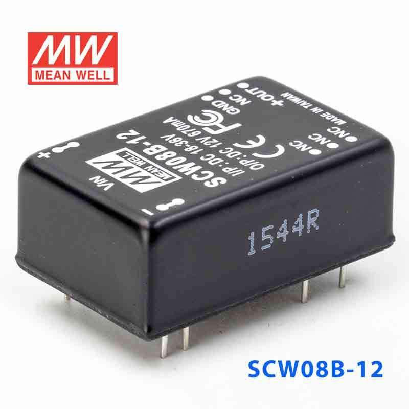 Mean Well SCW08B-12 DC-DC Converter - 8W 18~36V DC in 12V out 670mA - SCW08B-12 - powersupplymall.com