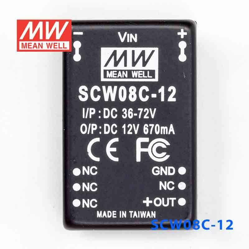 Mean Well SCW08C-12 DC-DC Converter - 8W 36~72V DC in 12V out 670mA - SCW08C-12 - powersupplymall.com
