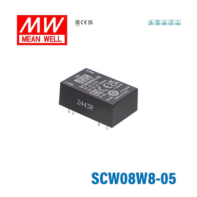 Mean Well SCW08W8-05 DC-DC Converter - 8W 9~75V DC in 5V out 10mA