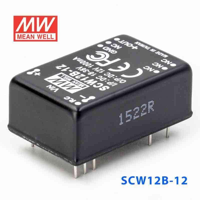 Mean Well SCW12B-12 DC-DC Converter - 12W 18~36V DC in 12V out 1A - SCW12B-12 - powersupplymall.com