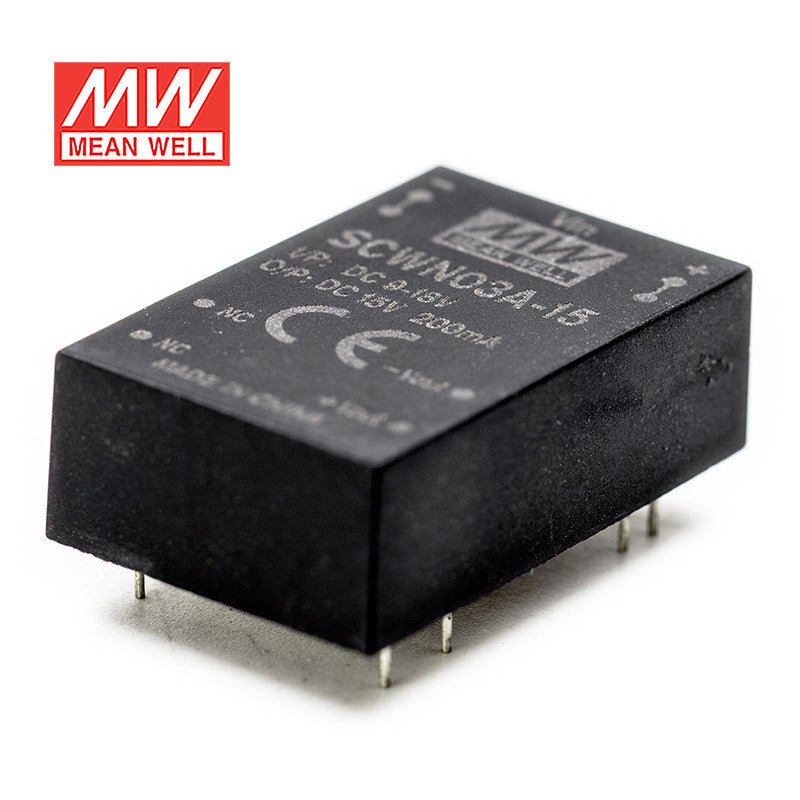 Mean Well SCWN03A-15 DC-DC Converter - 3W 9~18V DC in 15V out 200mA - SCWN03A-15 - powersupplymall.com