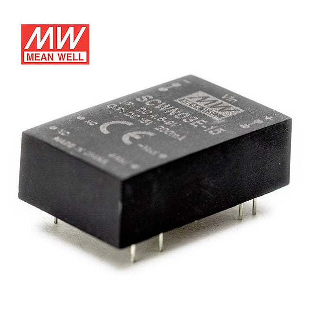 Mean Well SCWN03E-15 DC-DC Converter - 3W 4.5~9V DC in 15V out 200mA - SCWN03E-15 - powersupplymall.com