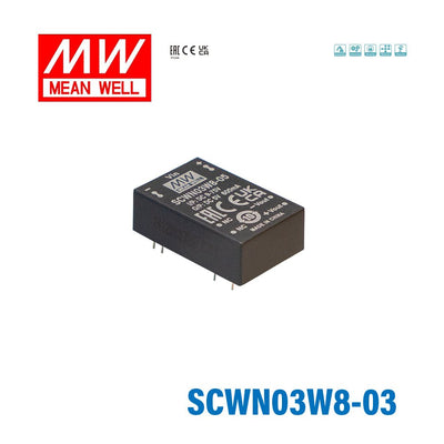 Mean Well SCWN03W8-03 DC-DC Converter - 3W 9~75V DC in 3.3V out 5mA