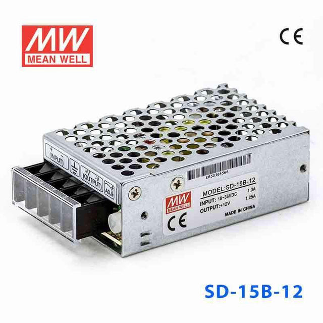 Mean Well SD-15B-12 DC-DC Converter - 15W - 18~36V in 12V out 1.25A - SD-15B-12 - powersupplymall.com
