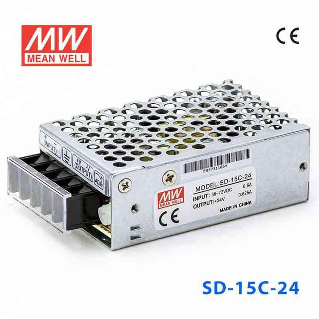 Mean Well SD-15C-24 DC-DC Converter - 15W - 36~72V in 24V out 625mA - SD-15C-24 - powersupplymall.com