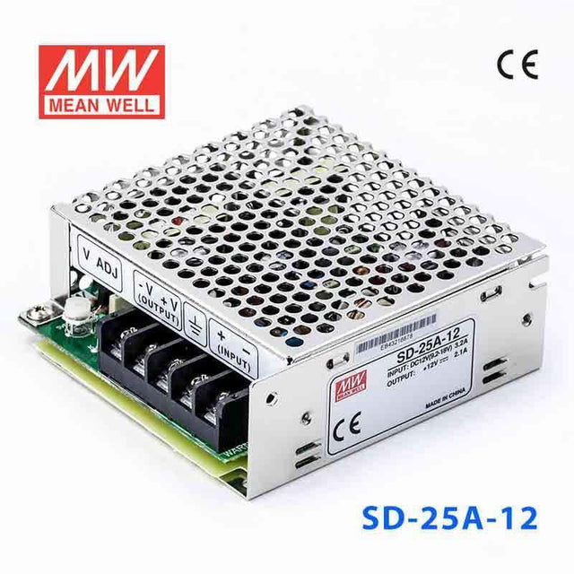 Mean Well SD-25A-12 DC-DC Converter - 25W - 9.2~18V in 12V out 2.1A - SD-25A-12 - powersupplymall.com