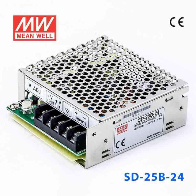 Mean Well SD-25B-24 DC-DC Converter - 25W - 19~36V in 24V out 1.1A - SD-25B-24 - powersupplymall.com