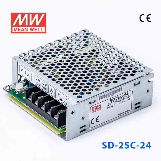 Mean Well SD-25C-24 DC-DC Converter - 25W - 36~72V in 24V out 1.1A - SD-25C-24 - powersupplymall.com