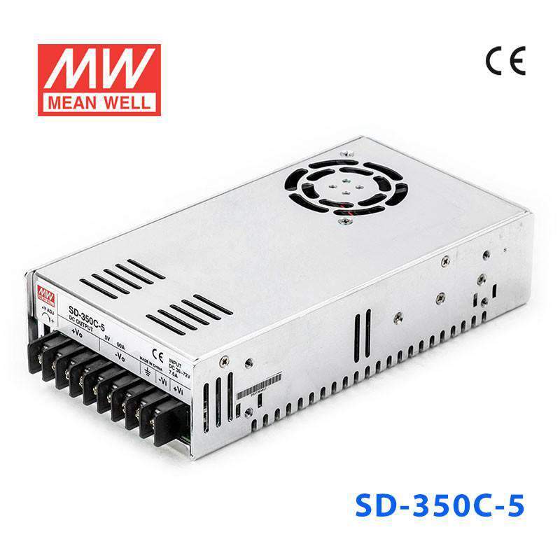 Mean Well SD-350C-5 DC-DC Converter - 300W - 36~72V in 5V out 60A - SD-350C-5 - powersupplymall.com