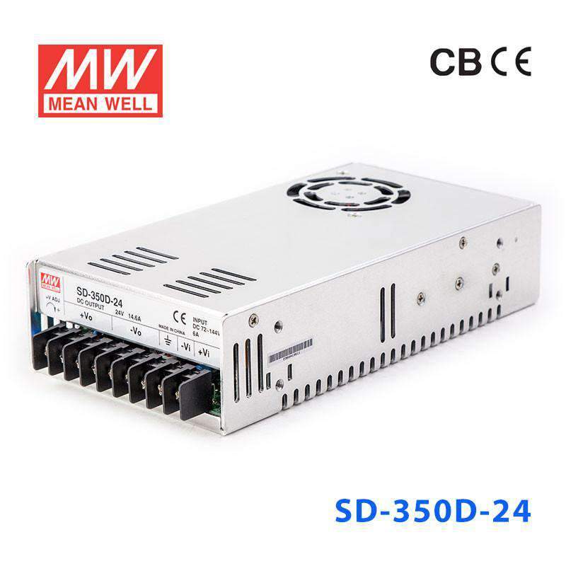 Mean Well SD-350D-24 DC-DC Converter - 350W - 72~144V in 24V out 14.6A - SD-350D-24 - powersupplymall.com