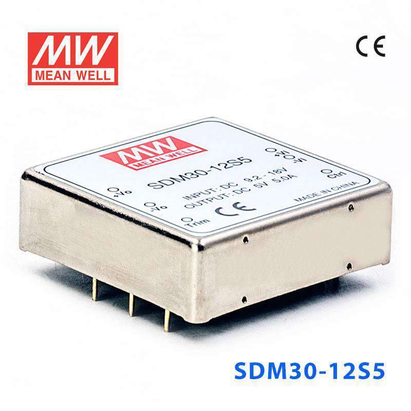 Mean Well SDM30-12S5 DC-DC Converter - 25W - 9.2~18V in 5V out 5A - SDM30-12S5 - powersupplymall.com