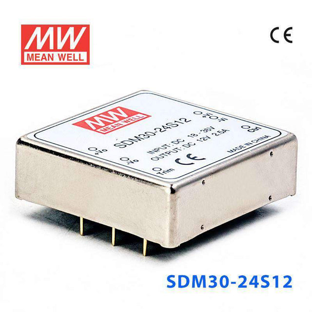 Mean Well SDM30-24S12 DC-DC Converter - 30W - 18~36V in 12V out 2.5A - SDM30-24S12 - powersupplymall.com