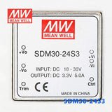Mean Well SDM30-24S3 DC-DC Converter - 16.5W - 18~36V in 3.3V out 5A - SDM30-24S3 - powersupplymall.com