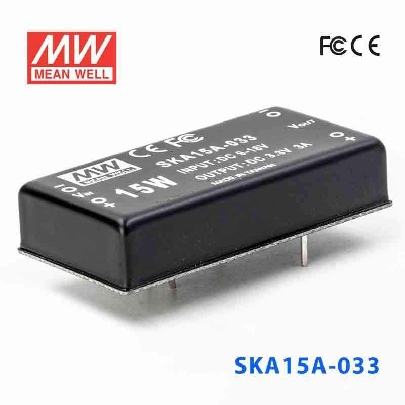 Mean Well SKA15A-033 DC-DC Converter - 9.9W - 9~18V in 3.3V out 3A - SKA15A-033 - powersupplymall.com