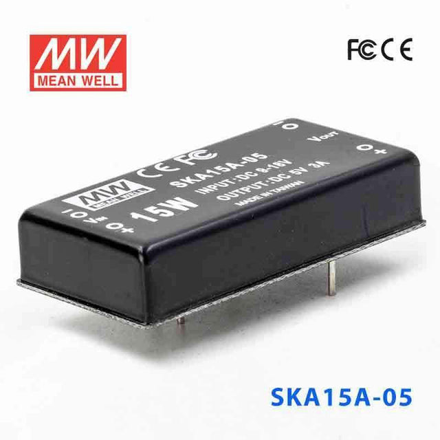 Mean Well SKA15A-05 DC-DC Converter - 9.9W - 9~18V in 5V out 3A - SKA15A-05 - powersupplymall.com
