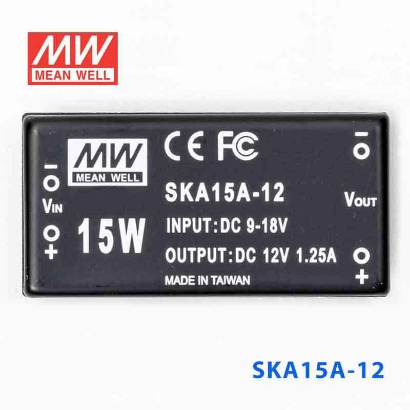Mean Well SKA15A-12 DC-DC Converter - 9.9W - 9~18V in 12V out 1.25A - SKA15A-12 - powersupplymall.com
