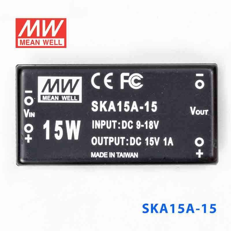 Mean Well SKA15A-15 DC-DC Converter - 9.9W - 9~18V in 15V out 1A - SKA15A-15 - powersupplymall.com
