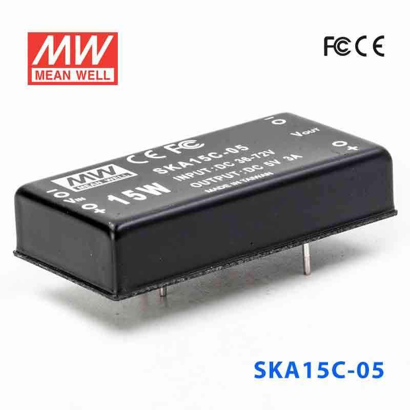 Mean Well SKA15C-05 DC-DC Converter - 15W - 36~72V in 5V out 3A - SKA15C-05 - powersupplymall.com