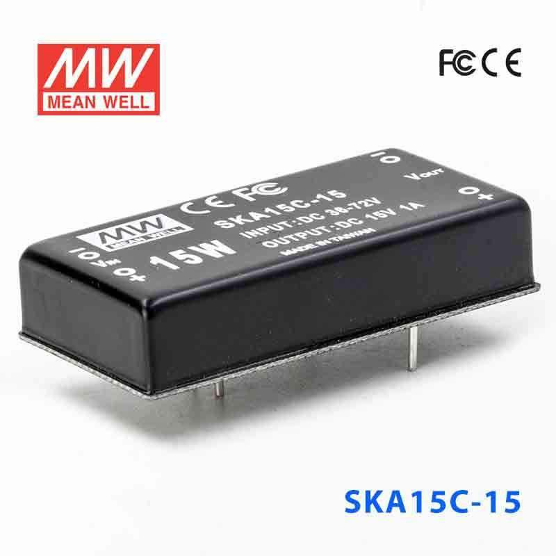 Mean Well SKA15C-15 DC-DC Converter - 15W - 36~72V in 15V out 1A - SKA15C-15 - powersupplymall.com