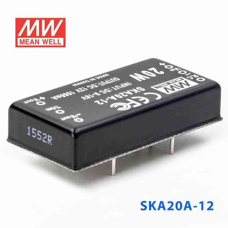 Mean Well SKA20A-12 DC-DC Converter - 20W - 9~18V in 12V out 1.66A - SKA20A-12 - powersupplymall.com