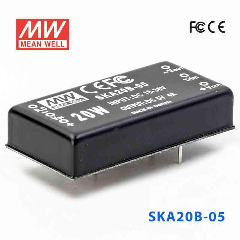 Mean Well SKA20B-05 DC-DC Converter - 20W - 18~36V in 5V out 4A - SKA20B-05 - powersupplymall.com