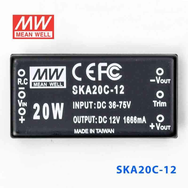 Mean Well SKA20C-12 DC-DC Converter - 20W - 36~75V in 12V out 1.66A - SKA20C-12 - powersupplymall.com